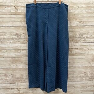 J. Jill Womens XL *READ Pants Wide Leg Pull On Comfort Blue AOP White Polka Dots